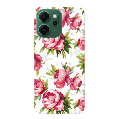 Oppo 14 F Pink Roses Transparent Silicone TPU Θήκη